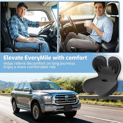Memory Foam Seat Cushion,Orthopedic Ergonomic Seat Cushions for Tailbone,Sciatica, and Back Pressure Relief,L-Shaped Design & Adjustable Strap,Lumbar Support Pillow for Office,Car,Desk Chair