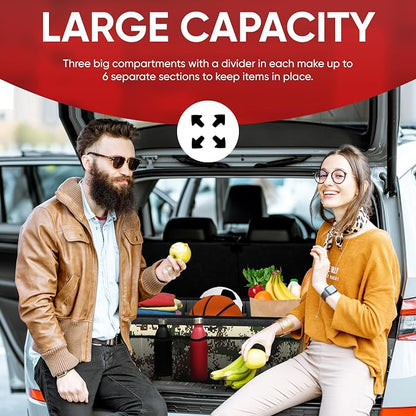 FORTEM Trunk Organizer with Cooler For SUV Car Trunk, Foldable Storage, Car Accessories for Women Men, Collapsible Bag, 600D Oxford, Non Slip Bottom, Straps, Soft Cover (105L)