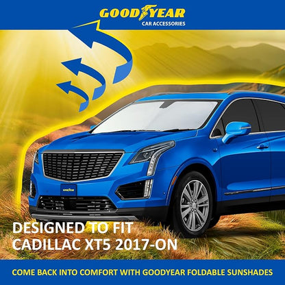 Goodyear Foldable Windshield Sunshade for Cadillac XT5 2017-2026, Truck car Accessories, Sunshade Cover, Sun Shade Car Windshield, Window Sun Blocker - GY008362