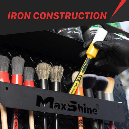 Maxshine Universal Detailing Brush Holder (2-Pack) – 10 Car Detailing Brushes Organizer – Sturdy, Simple & Lightweight Design, Easy Wall Mounting – Premium Auto Detailing Accessories & Supplies
