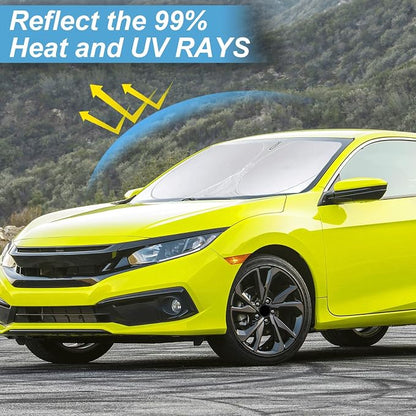 Custom Fit Civic Windshield Sunshade for 2016-2021 Honda Civic Accessories Front Window Shades Cover for Windshield Sun Visor Screen Protector 210T Reflective Blocks UV Rays Heat Damage Keep Cool