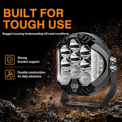 LIGBT 2PCS 7 Inch White Round Side Shooter Offroad Fog Lights Amber DRL 90W 3 Modes 270° Wide Range Super Bright LED Pods Light Kit with Wiring Harness for Pickup Truck ATV UTV SUV