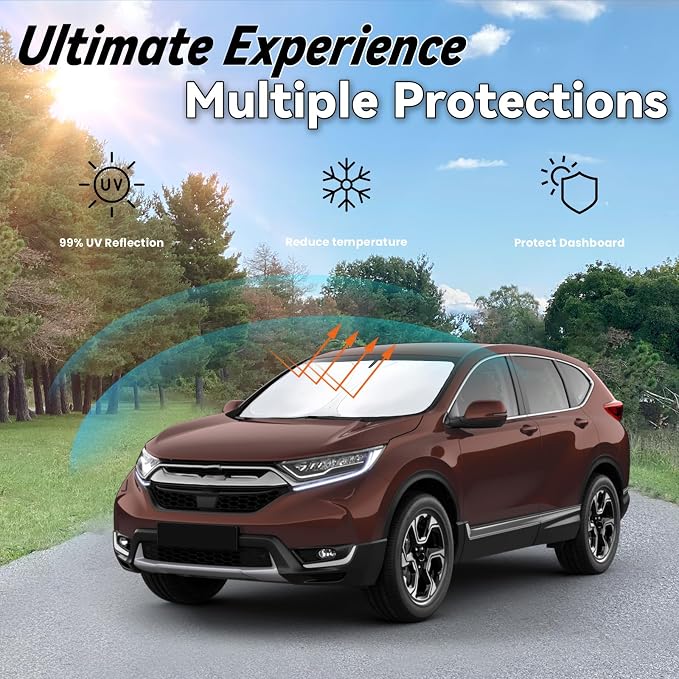 Windshield Sun Shade for Honda CR-V 2012-2022, Car Front Window Sunshade with 240T Sun Visor Protector Blocks UV Rays Heat Sun Shield Accessories (Honda CRV)