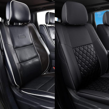 Huidasource Upgrade Grand Cherokee Seat Covers, Full Coverage Waterproof Leather Car Seat Covers, Custom Seat Cushion Protector Fit for Jeep Grand Cherokee 2011-2021 (Full Set/Black)