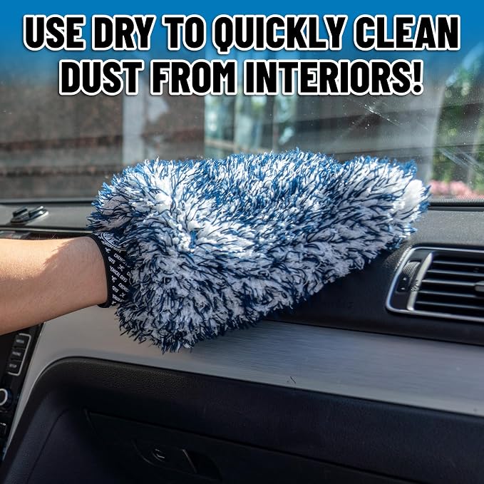 Chemical Guys, The Dually, Dual-Fiber, Wet-Dry Use, Microfiber Wash Mitt, (Car Wash Mitt Great for Car, Truck, SUV, RV, & More) Dark Blue + White, MIC517