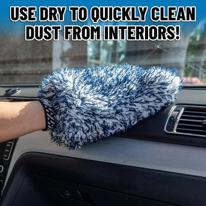 Chemical Guys, The Dually, Dual-Fiber, Wet-Dry Use, Microfiber Wash Mitt, (Car Wash Mitt Great for Car, Truck, SUV, RV, & More) Dark Blue + White, MIC517
