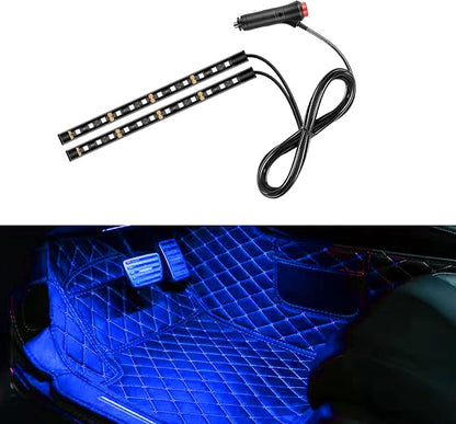 Car LED Strip Light, 24 LED RGB Neon Auto Interior Atmosphere Lights, 12V Cigarette Lighter Under Dash Ambient Night Light, Auto Decorative Lamp Accessory for Car Truck (Blue, Cigar Lighter)