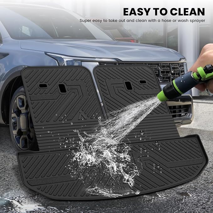 LASFIT Cargo Mat & Backrest Mats for Kia Sorento 2026 2025 2024 2023 2022 2021, All Weather TPE Custom Fit Cargo Liners Trunk Mat & SeatBack Mats Accessories for Kia Sorento 2021-2026, Black