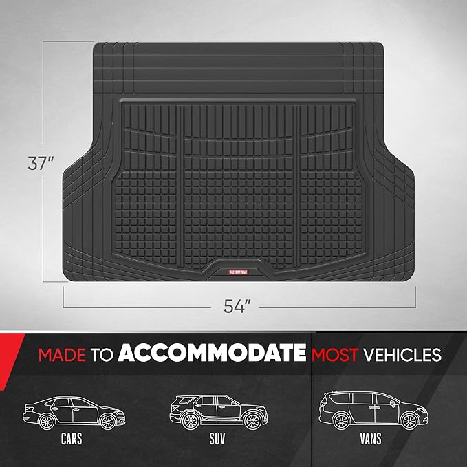 Motor Trend FlexTough LITE Rubber Car Mats Full Set with Cargo Liner - All Weather Floor Mats for Cars & SUVs - Automotive Waterproof Black Car Floor Mats for Cars Accessories Universal Trim-to-Fit