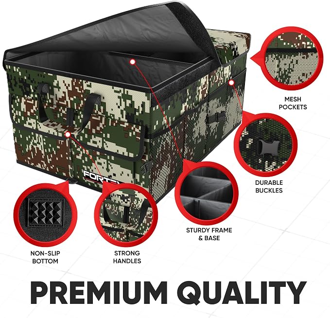 FORTEM Trunk Organizer For SUV Car Trunk Organizer, Foldable Storage, Car Accessories for Women Men, Collapsible Bag, 600D Oxford, Non Slip Bottom, Straps, Soft Cover (50L)