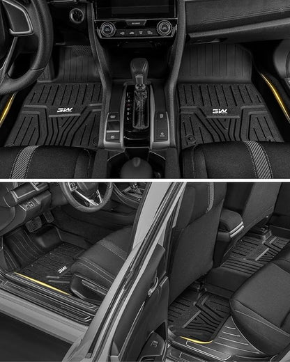 3W Floor Mats & Cargo Liner Fit for 2026 2022-2025 Honda Civic Sedan (Not Fit Hybrid/Manual/Hatchback), TPE Custom Fit Floor Liner and Trunk Full Set Car Mats