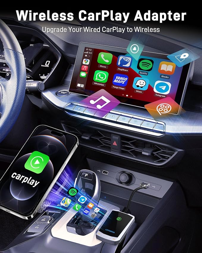 Wireless CarPlay Adapter 2024 Upgrade for iPhone - Plug & Play Wireless Carplay Dongle for Apple,Converts Factory Wired CarPlay to Wireless,Stable Fast Connection, Fits Cars from 2015 & iPhone iOS 10+