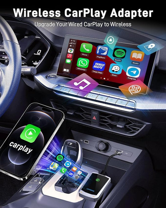 Wireless CarPlay Adapter 2024 Upgrade for iPhone - Plug & Play Wireless Carplay Dongle for Apple,Converts Factory Wired CarPlay to Wireless,Stable Fast Connection, Fits Cars from 2015 & iPhone iOS 10+
