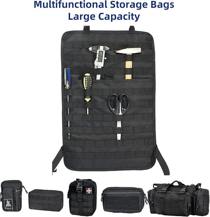 6 Pack Tactical Car Seat Back Organizer,Backseat Organizer with 5 Detachable Molle Pouches,Molle Panel Organizer Fits for Vehicel Such as Jeep,Truck,SUV, Car(Black)