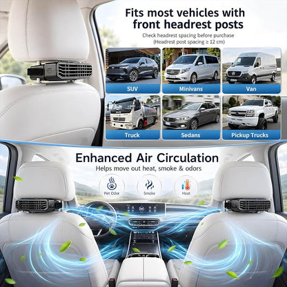 2026 New 5 Speed Car Seat Fan for Baby Rear Facing, Ultra-Quiet Portable Car Fans for Backseat For Kids, Portable Car Ac Fan with Fragrance Cooling for Almost Vehicle Jeep Van Rv Truck 1 PCS
