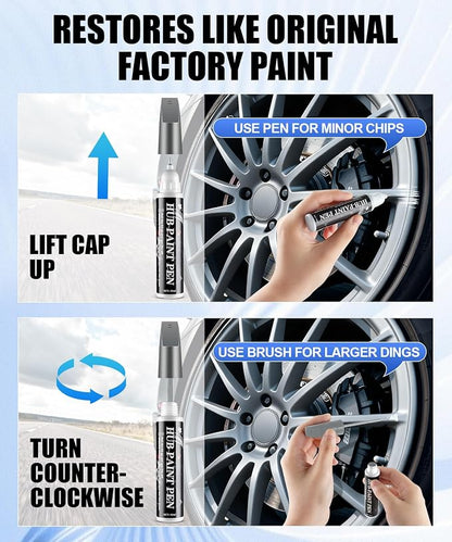 Amiss Gloss Gray Rim Repair Kit, Wheel Paint and Rim Paint Touch Up Pen for Curb Rash, Universal Alloy Wheel Scratch Repair for Scratches and Scuffs, Car Accessories (Gloss Gray)