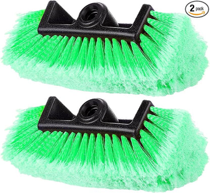 Tanlade 2 Pcs Car Wash Brush Head with Soft Detailing Bristle Flow Through Car Cleaning Brush Exterior Wash Equipment for Auto Truck RV Boat Camper(10 Inch,Green)
