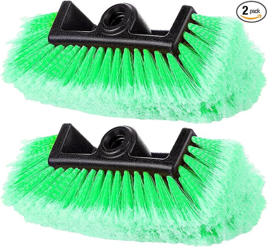 Tanlade 2 Pcs Car Wash Brush Head with Soft Detailing Bristle Flow Through Car Cleaning Brush Exterior Wash Equipment for Auto Truck RV Boat Camper(10 Inch,Green)