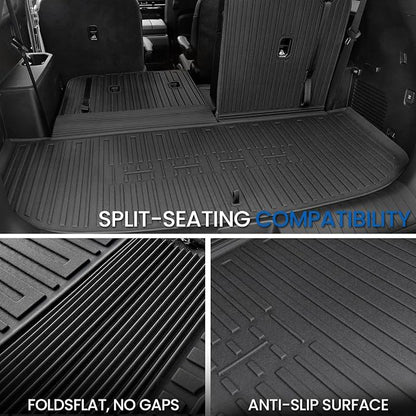 Floor Mats Set for 2027 Kia Telluride 7&8 Seats Gas Only, All Weather TPE Floor Liners Backrest Mat Trunk Mat Cargo Liner Accessories