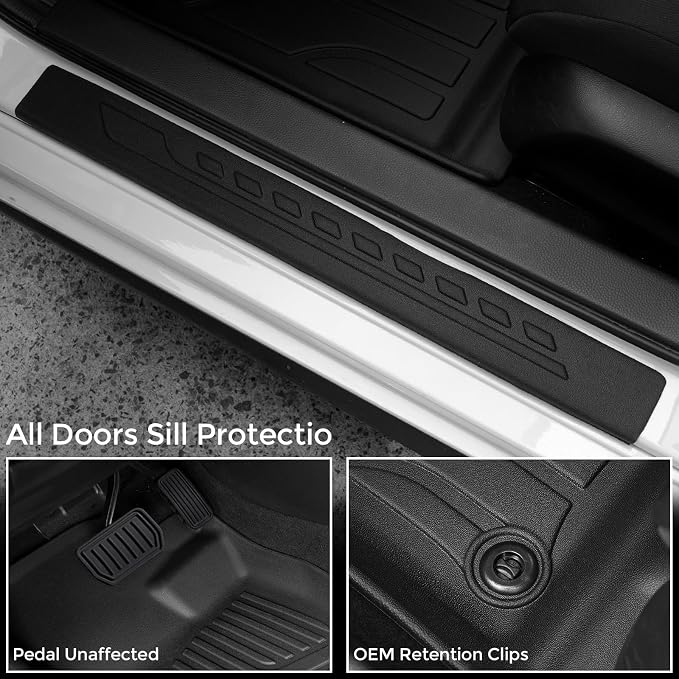 Floor Mats for Honda Civic Sedan 2022-2026/Acura Integra 2023-2026, All Weather Floor Mats Trunk Cargo Liner and Door Sill Guards Accessories, Full Coverage Set (Gas Only, Not fit Manual)