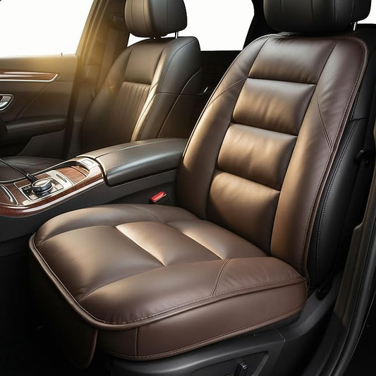 CORRIDOR Genuine Leather Seat Cushion for Car - Handmade - Relieve Hip, Pressure and Sciatica Pain - Ideal for Lower Back Pain - for Office Chair and Car Seat (Coffee Brown, Seat + Backrest)