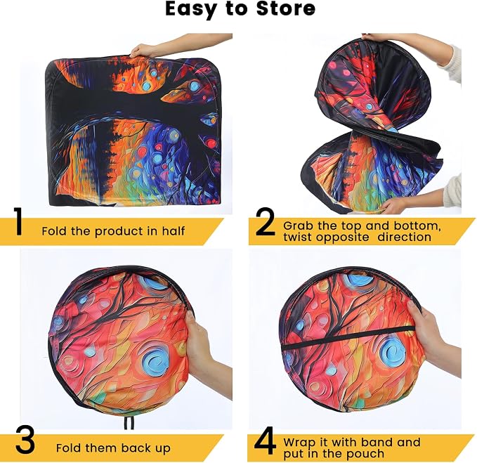 Windshield Sun Shade, Car Sun Shade Windshield, Reflector Sunshade Offers Ultimate Protection for Car Interior, Reflective Polyester Blocks Heat for Sedans, Mini SUVs, Hatchbacks - 57 x 31.5 inches