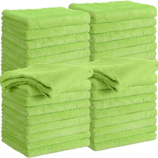 Shimeyao 30 Pcs 16 x 16 Inch Edgeless Microfiber Plush Towels for Cars Detailing Drying Wash Polishing Absorbent Cleaning Cloths, 500 GSM(Green)