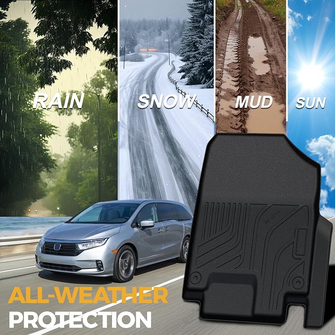 Floor Mats for Honda Odyssey 2018-2026, All Weather Floor Mats Trunk Cargo Liner and Door Sill Guards Accessories, Full Coverage Set