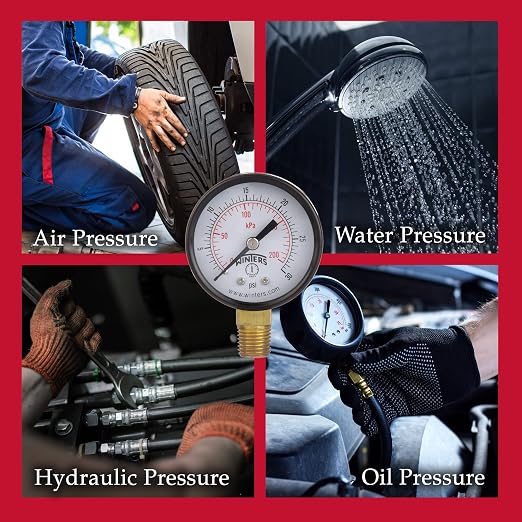 Winters 2 inch Dial Size, Multi Function Economy Utility Dry Pressure Gauge, Brass Internals, Black Steel Case, Dual Scale 0-100 psi/kPa, 3-2-3% Accuracy, 1/4 inch NPT Bottom Mount, Pressure Gauge
