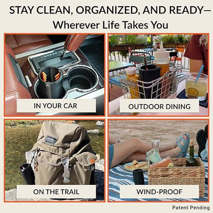 Trash Trapper Car Trash Can Cup Holder | Mini Car Trash Can | Fits in Most Doors | 5.1" x 2.9" | Traps More & Empties Less, Patent-Pending Compaction, Holds Weeks of Small Garbage, Black/Grey, 2-Pack