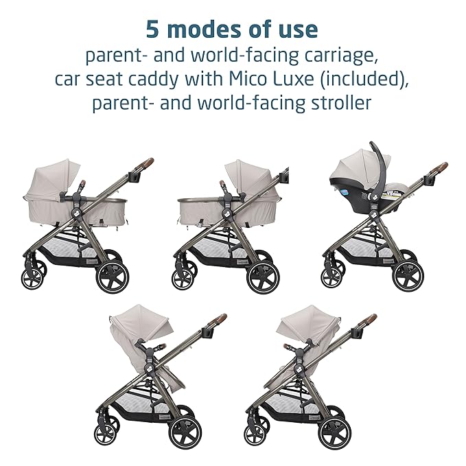 Maxi-Cosi Zelia 2 Luxe 5-in-1 Modular Travel System, New Hope Tan