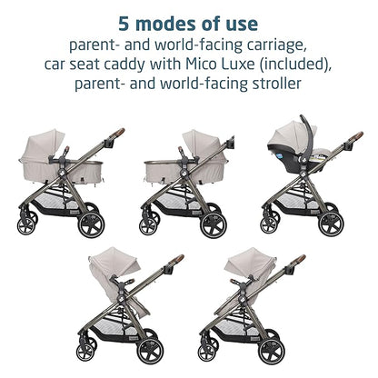Maxi-Cosi Zelia 2 Luxe 5-in-1 Modular Travel System, New Hope Tan
