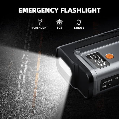 7000A Jump Starter, 12V Car Battery Booster Pack(All Gas/12.0L Diesel)，Car Starter Smart Jumper Cables with Quick Charger, Battery Jumper 26800mAh Portable Power Bank，800LM Flashlight