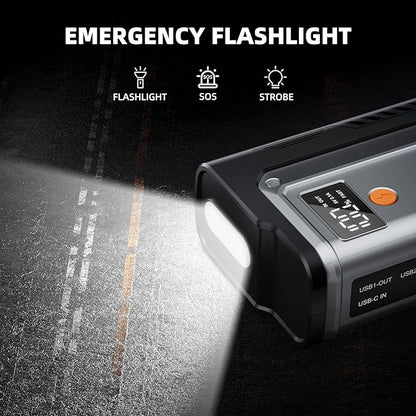 Car Jump Starter 5000A, Jump Starter Portable Battery Pack for 10.0L Gas and 8.0L Diesel Engines, 12V Lithium Jumper Box, Car Starter Booster with Power Bank, LED Light, Jumper Cable