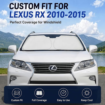 Windshield Sun Shade Sunshade for Lexus RX 2010-2015 | Custom Fit Windshield Cover, Blocks UV Rays, Double-Layer Heat Shield, Durable Frame, Easy Fold & Storage