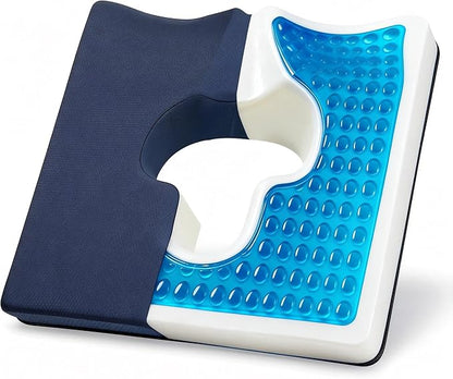 Gel Wheelchair Seat Cushion,Bed Sore Cushions for Butt, Memory Foam Hemorrhoid Pillow for Chairs,Butt Pillow for Pressure Sore&Ulcer Pain,Sciatica &Coccyx Pain Relief,Washable-Cover(Blue)