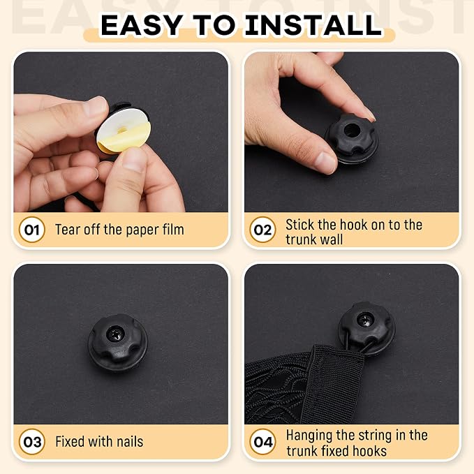 Frienda 2 Pcs Stretchable Small Cargo Net Pocket Boat Storage Mesh Net Elastic Automotive Storage Pouch with Mounting Screws and Hooks for Truck Car SUV Boats (17.7 x 9.8 Inches)