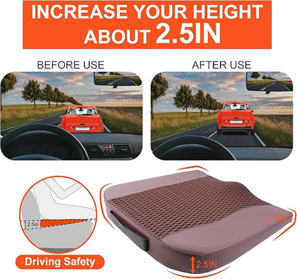Lofty Aim Car Seat Cushion, Comfort Memory Foam Car Cushions for Driving - Sciatica & Lower Back Pain Relief, Driver Seat Pillow for Auto, Office Chair, Wheelchair - 4D Mesh Brown