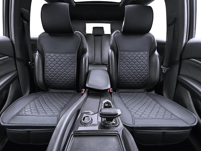 Elantrip Car Seat Cover Full Set Leather Car Seat Protector Universal fit for Most Cars SUVs and Trucks Water Proof Front and Rear Seat Protector Black