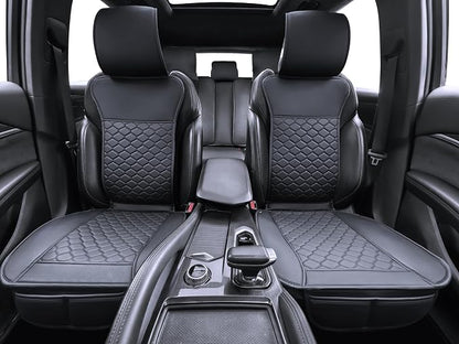 Elantrip Car Seat Cover Full Set Leather Car Seat Protector Universal fit for Most Cars SUVs and Trucks Water Proof Front and Rear Seat Protector Black