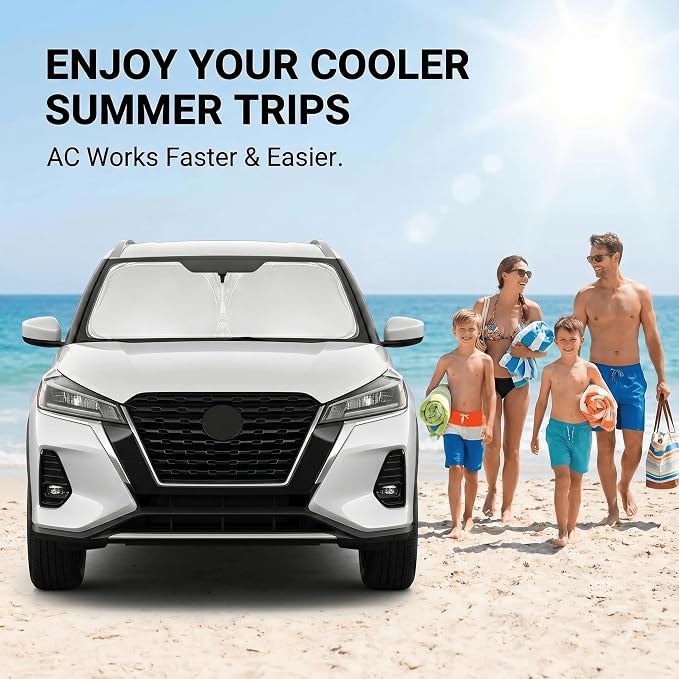 Windshield Sun Shade for Nissan Kicks 2025 2026 Sunshade Front Window Shade Custom Fit Kicks Accessories Sun Visor Foldable Shade Blocks UV Rays Accessories