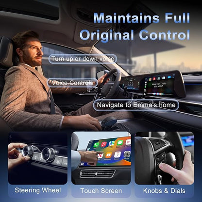 Mini Wireless Carplay Adapter for Apple iPhone/Android - Carplay Wireless Adapter Car Play Dongle Bluetooth and WiFi, [2026 Upgraded]