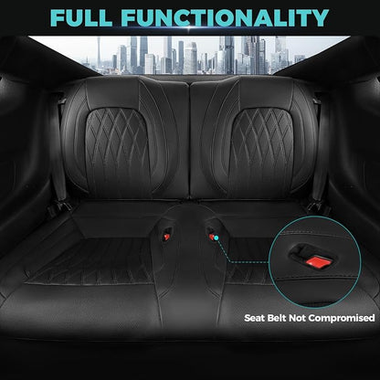 Custom for Ford Mustang Coupe Seat Covers 2015-2025 - Custom-Fit Full Set Faux Leather Car Seat Covers for Mustang Coupe Fastback GT/V6/EcoBoost 2015 2016 2017 2018 2019 2020 2021 2022 2023 2024 2025
