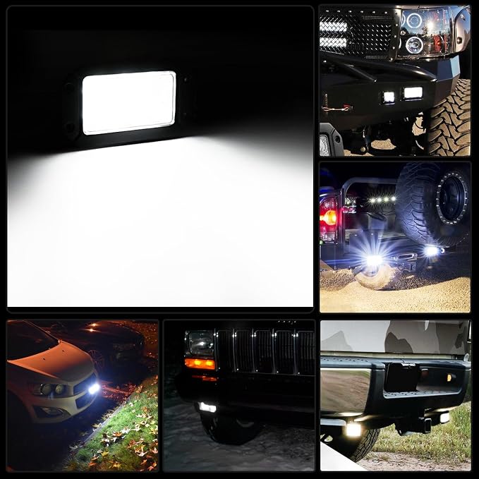 Nilight 15029S-B 2PCS 18w Flush Mount Lights Spot Work Driving Bar Off Road Led Jeep Truck Tacoma Bumper ATV UTV,2 Years Warranty