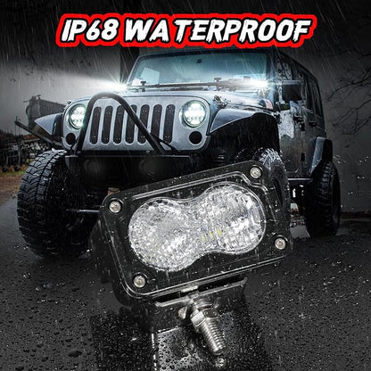 2Pcs LED Pod Light 3 Inch Off Road Driving Reverse Light Bar Mini LED Pods Cube Ditch Lights Bumper Backup Work Auxiliary Lights for Truck Offroad ATV UTV SUV Motorcycle Boat