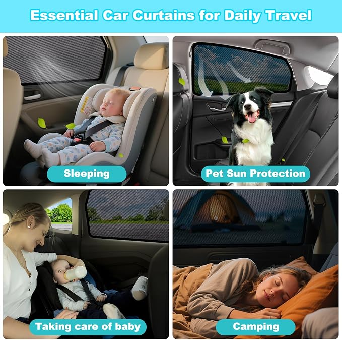 XCBYT Civic Window Shades for 2016-2021, 4PCS Side Window Sun Shades with Breathable Mesh, Magnetic Car Window Covers for Baby & Privacy, UV Protection & Heat Insulation