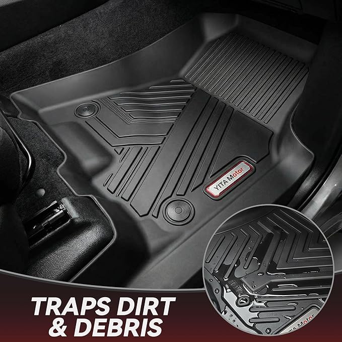 YITAMOTOR Floor Mats Fits for 2025-2026 Ram 1500 Quad Cab 1st Row Bench Seat, All Weather TPE Custom Fit Car Mats Ram 1500 Floor Liners 1st & 2nd Row, Black