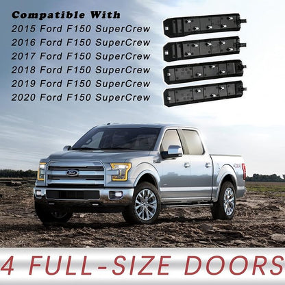 TQPONLY 1 Set Interior Inner Door Handle Cover Trim | Fits 2015-2020 Ford F150 SuperCrew Truck Accessories Replacement | Front and Rear Door Armrest Pull Handle (Dark Gray)