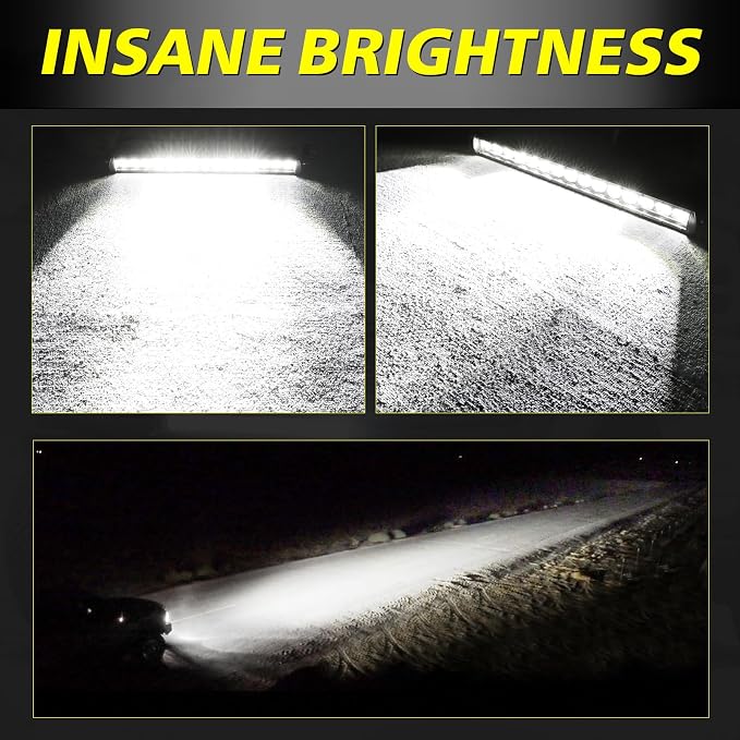 20 Inch Light Bar Kit, AKD Part 105W OSRAM LED Slim Single Row LED Light Bar w/Wiring Harness Black Cover Offroad Driving Light Bumper Grille Lights for Trucks Pickup SUV UTV ATV Toyota GMC