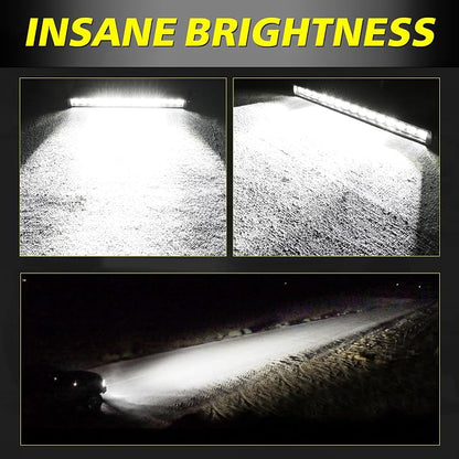 20 Inch Light Bar Kit, AKD Part 105W OSRAM LED Slim Single Row LED Light Bar w/Wiring Harness Black Cover Offroad Driving Light Bumper Grille Lights for Trucks Pickup SUV UTV ATV Toyota GMC